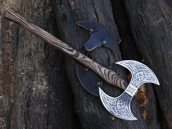 24??Viking Double Handed Axe, Large Norse Axe, Scandinavian Style Hatchet Double Headed ax, Viking ax, History of Norse Mythology self Defense Prop Tools