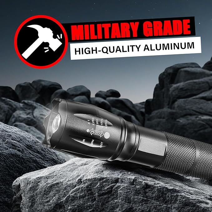 LED Tactical Flashlights - High Lumen, 5 Modes, Zoomable Beam, Mini Flashlights for EDC and Emergency Use,6-Pack
