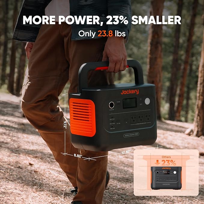 Jackery Explorer 1000 v2 Portable Power Station and Extension Cable,1070Wh LiFePO4 Battery,1500W AC/100W USB-C Output, 1 Hr Fast Charge, Solar Generator for Camping,Emergency (Solar Panel Optional)