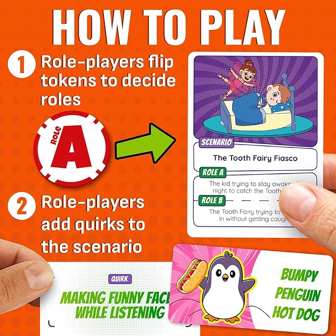 QUOKKA Charades & Guessing Game for Kids & Teens - 120 Hilarious Scenarios & Quirk Cards | Perfect for Family Game Night, Parties, Gifts & Reunions | Ages 8+ | Extended Pack