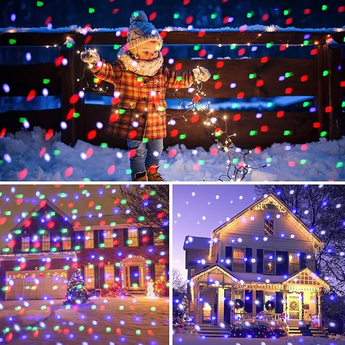 Christmas Halloween Projector Lights Outdoor,Indoor 15 Colors Snowfall Rotating Falling Snow Projector with Remote and Timer,Waterproof Landscape Lights for Home Yard Garden Window Christmas Decor