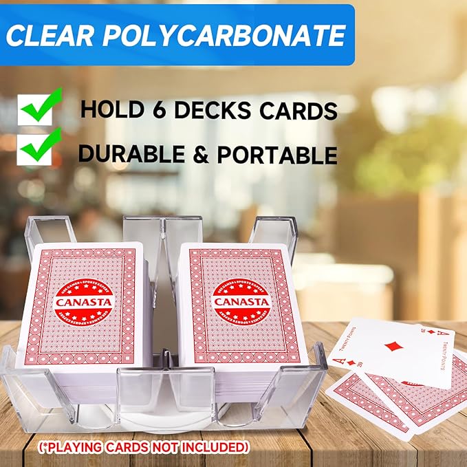 GSE Games & Sports Expert 6-Deck Revolving Canasta Card Tray, 360° Rotating Playing Card Holder, Swivel Cards Holders for Hand & Foot, Rummy, UNO Games