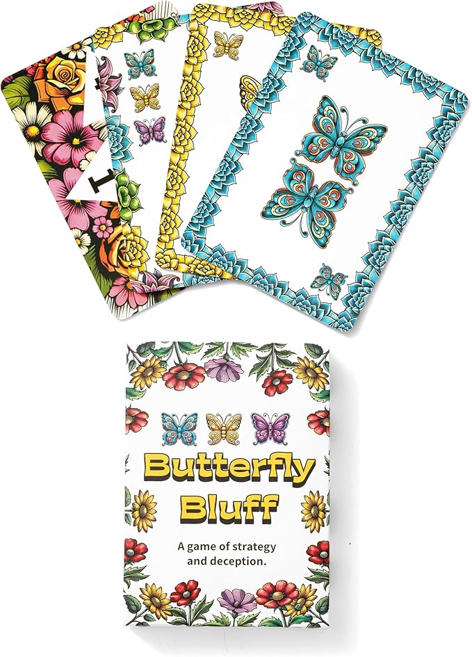 Butterfly Bluff - A Game for Bluffers and Butterfly Lovers - Butterfly Gifts - Card Games for Adults and Families - 2-6 Players, Ages 8+