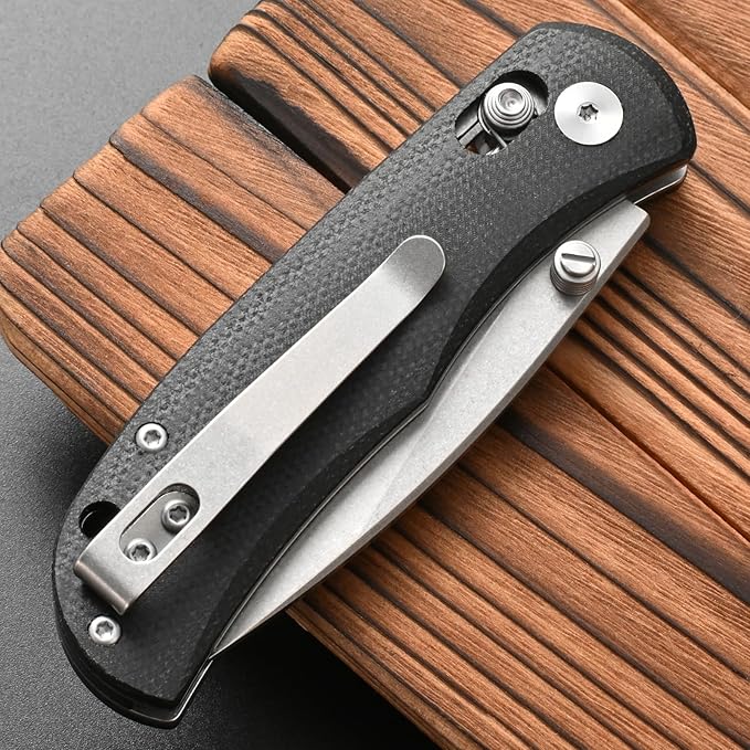 FF22 Folding Pocket Knife,VG10 Steel Blade Micarita Handle Full Tang Knife for Outdoor Activities Camping Hunting Fishing(Black)