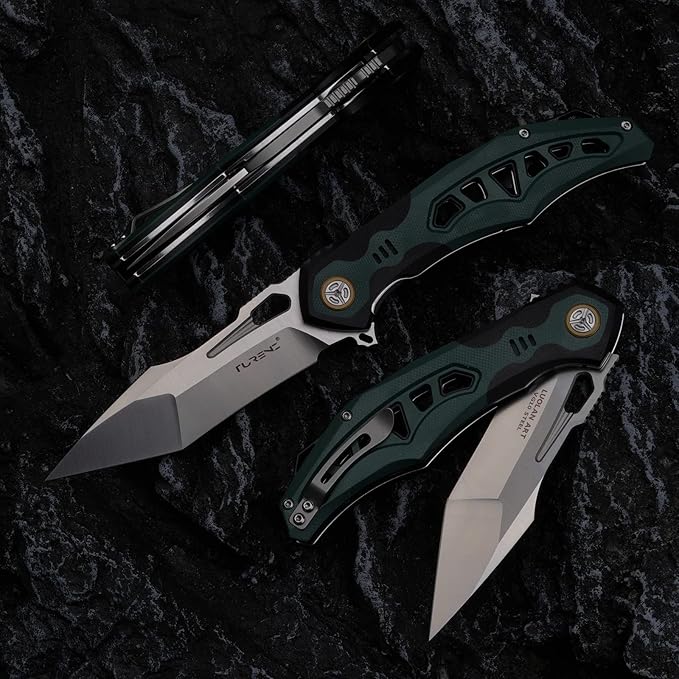 high hardness sharp folding pocket knife, 3.7in vg10 steel blade, inlaid G10 handle, lining lock, titanium clip, EDC flipper utility knife, used for hunting, camping, hiking and fishing