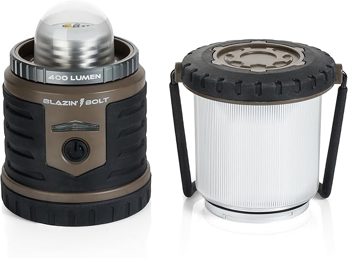 Blazin Bolt Rugged USB Rechargeable Lantern | 12000mAh Power Bank | 1000 Lumen | 350 Hours of Light | 6 Modes | Camping, Emergency, Power Outage, Storm, Blizzard, Hurricane Survival