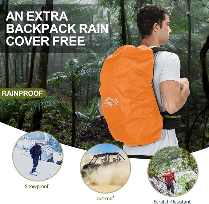 Hiking Backpack, Waterproof Hiking Daypack with 3L Water Bladder and Rain Cover, Lightweight Travel Camping Backpack for Men Women (Dark Green)