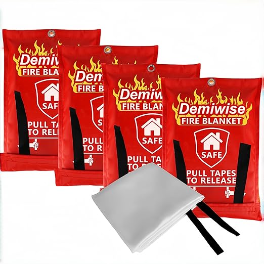 Fire Blankets for Home and Kitchen,4-Pack 40"x40" Emergency Fire Safety Blankets for People House Car Office Warehouse Emergency Survival Safety