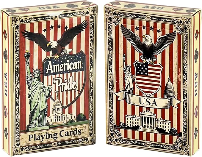 VZONE American Playing Cards,Standard Poker Deck, 100% Waterproof and Plastic Playing Cards Including Statue of Liberty, American Flag, Great Seal of The US