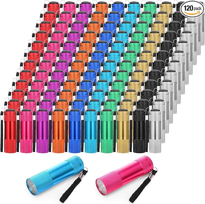 VIHOSE 120 Pcs Mini Flashlights Bulk, Bright Flashlights Set, Aluminum LED Handheld Torches for Party Favors Night Reading Camping Emergency Items Gifts Homeless, Batteries Not Included