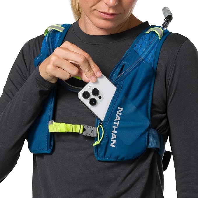 Nathan QuickStart 1.5L Hydration Pack Vest with Bladder or flasks, Storage Pockets, Breathable Moisture-Wicking Fabric, Adjustable Straps for Running, Hiking, Walking, Marathons, Obstacle Races