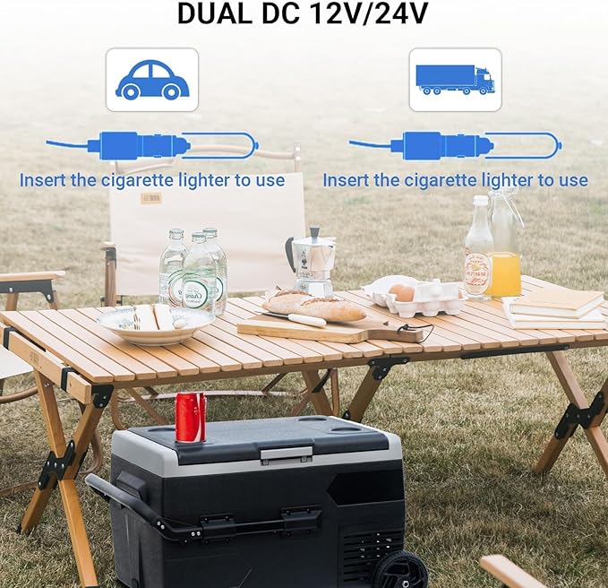 Smad Electric Cooler, 12 Volt Refrigerator, 53QT(50L) 12V Compressor Cooler -4?~50?, 12V Fridge 12/24V DC, Portable Freezer with Wheels for Camping, Travel, Truck, Home