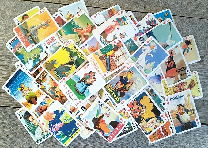 Girls on Travel Posters Playing Cards (Poker Deck 54 Cards All Different) Vintage Retro Travel Posters Avia Railroad