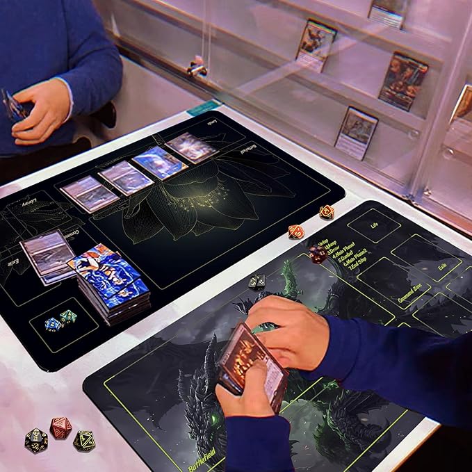 MTG DND Play Mat Game Mat - 3MM Thick High-Density Non-Slip Surface, Stitched Reinforced Edges for Magic playmats, DND Tabletop RPG, TCG Card Games (New Black Lotus)