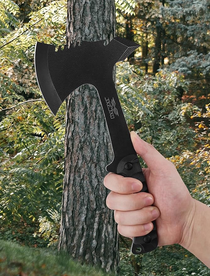 JXE JXO Throwing Axes and Spike 3Pack Set, Full Tang Throwing Tomahawk, No Spin Throwing Spike