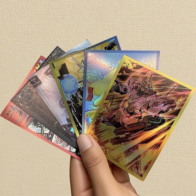 Custom Holographic Card Sleeves No Border, Laser Flashing Shiny Design, Make Your Own Trading Collectible Card Protector, Compatible with Magic The Gathering – MTG, TCG, OCG, Borderless