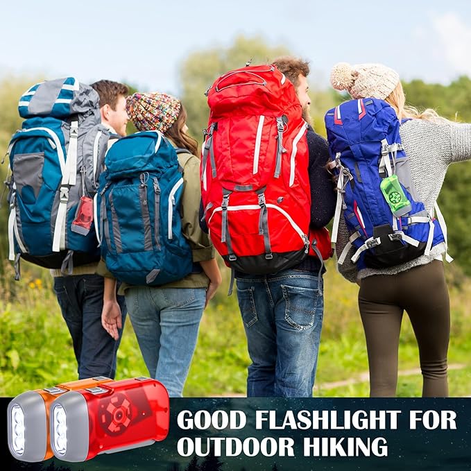 Treela 36 Pcs Hand Crank Flashlights Operation Christmas Bulk Items Squeeze Flashlight No Battery Required Torchlight 3 Powered Charging for Emergency(Red, Blue, Purple, Orange, Yellow, Green)