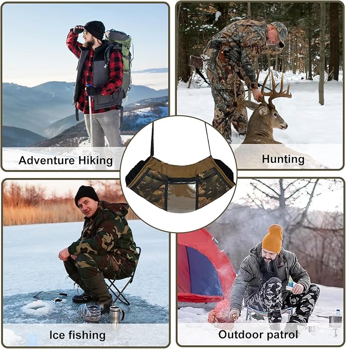 Camo Hunting Hand Warmer Pouch, Polar Fleece Warm Hand Muff Insulated Hunter Hands Warming Pouch Camouflage Hunting Gear with Phone Touchscreen for Men Women Hiking Camping Ice Fishing Cold Protection
