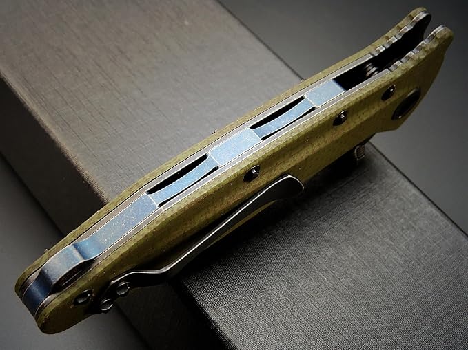 Eafengrow EF55 Pocket Knife Folding Knife G10 Handle D2 Steel Blade Folder EDC Tool Knifes for Working Camping with Clip(Green)