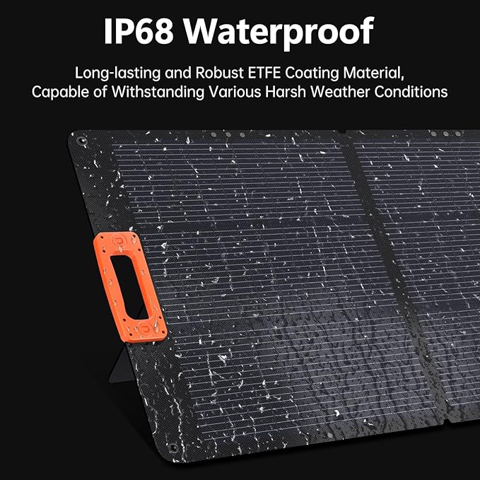 N-Type 16BB 100W Portable Solar Panel for EF/Jackery/Bluetti/Anker Power Station,ETFE Foldable Solar Panel Charger 25% High Efficiency USB-A & QC3.0 Output IP68 for Blackout Camping RV