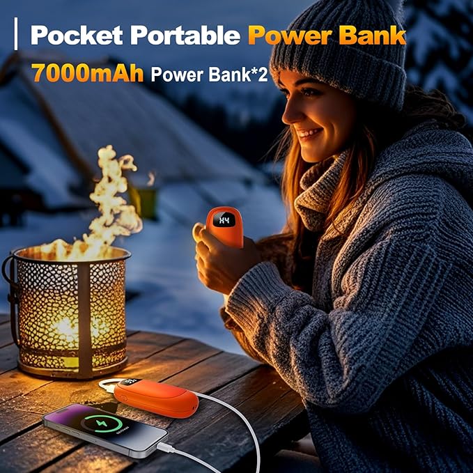 Hand Warmers Rechargeable - Electric Hand Warmers, Max 20 Hrs Warmth 4 Levels Heat Up to 131?? Dual-Side Heating Portable Reusable Pocket Heater 2 Pack for Raynauds, Hunting, Camping, Golf
