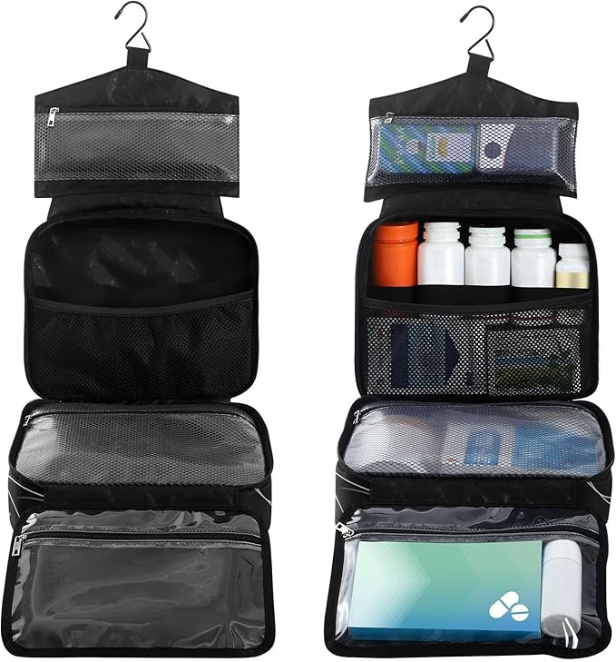 Fustylead Hand Draw Human Skull on Spider Web Travel Pill Bottle Organizer Large Home Storage Medication Bag with Zipper for Vitamins, First Aid, Fish Oil, Medical Supplies