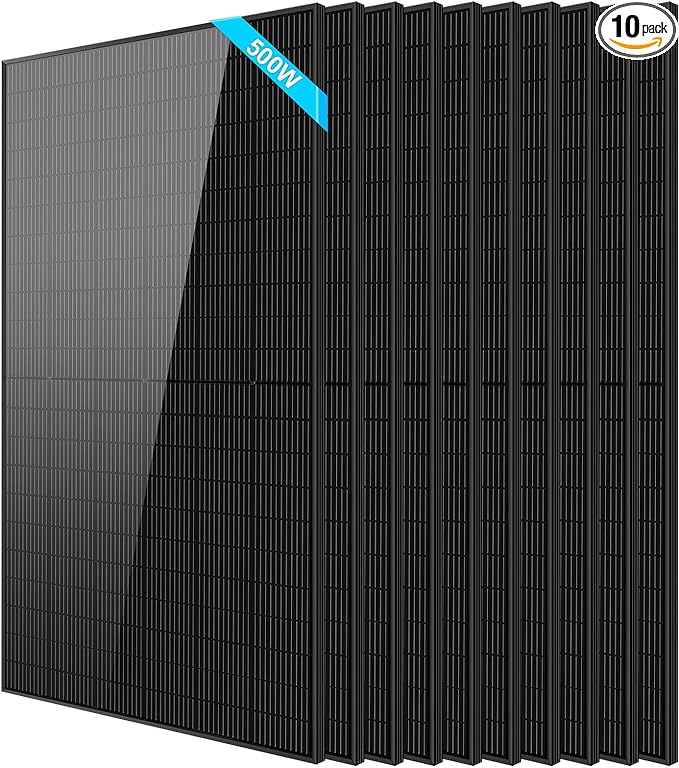 SUNGOLDPOWER 10PCS 500W Solar Panels Monocrystalline UL 61730, Grade A Solar Cell, Waterproof IP68, High Efficiency Solar Panel On/Off Grid Supplies for RV, Tiny house, Marine, Household (Total 5000W)