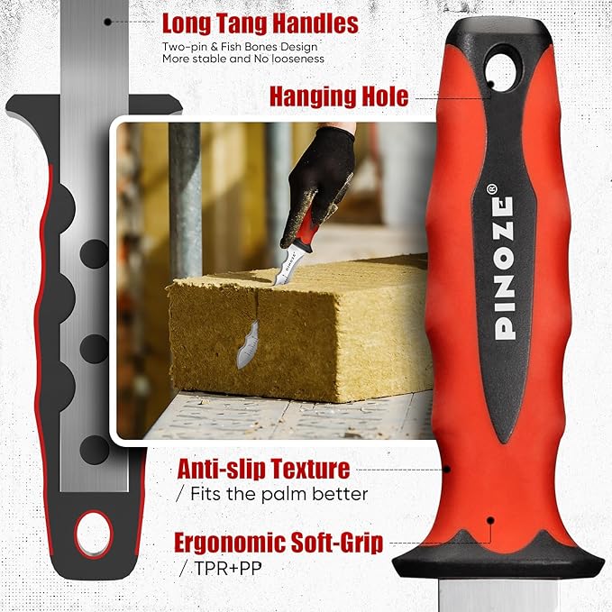 11" Insulation Knife, Stainless Steel Blade Insulation Cutter w/Laser Scale, Dual-Side Serrated Duct Knife Tool with Sheath for Cutting Heat Material Foam/Rockwool/Styrofoam, Garden Sod Cutter