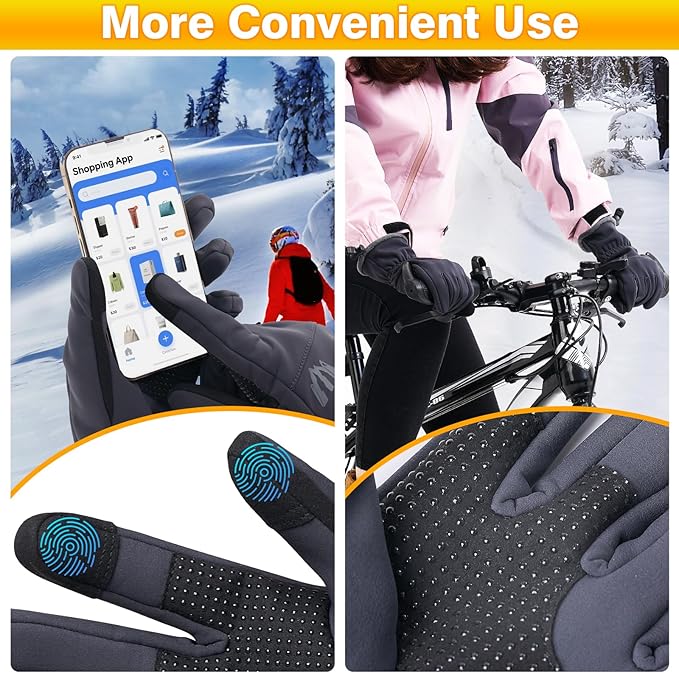 Moon Kitty Women?™s Winter Waterproof Running Gloves Windproof Thermal with Touchscreen Fingers Cold Weather Gloves for Women
