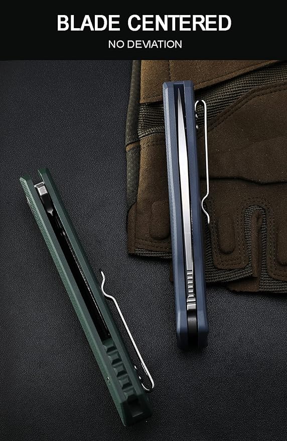 Petrified fish G10 handle D2 steel blade 2CR13 liner ball bearing flipper folding knife camping hunting EDC pocket tool PF818 (Purple, Stonewash)