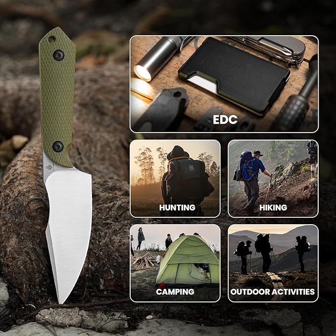 Kizer Harpoon Fixed Blade Knife with Sheath, 3.84??D2 Fixed Blade EDC Knife with G10 Handle for Hunting, Camping, Hiking, Survival 1040M1