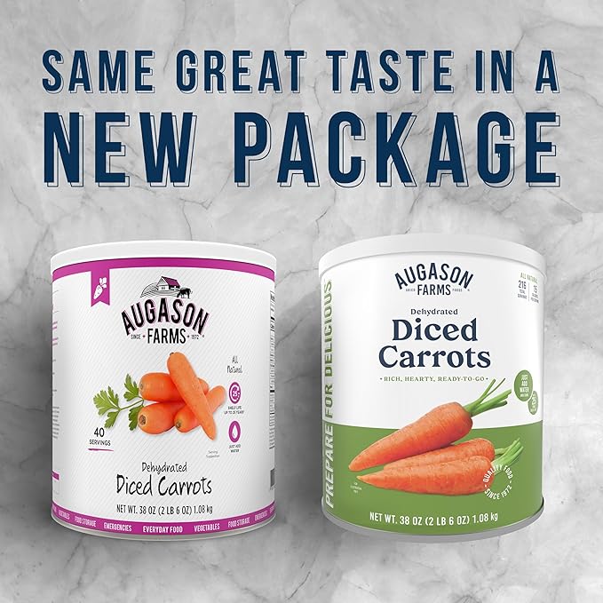 Augason Farms Dehydrated Diced Carrots Can, Emergency Food Supply, Everyday Meals, 216 Servings