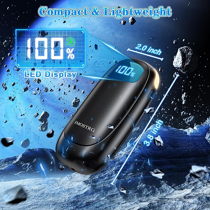 Hand Warmers Rechargeable 2 Pack, Electric Dual-Sided Heating with LED Display & Flashlight, Max 127?? 13Hrs Long Lasting Pocket Heater for Raynauds, Golf, Hunting Essentials, Gifts for Men Women