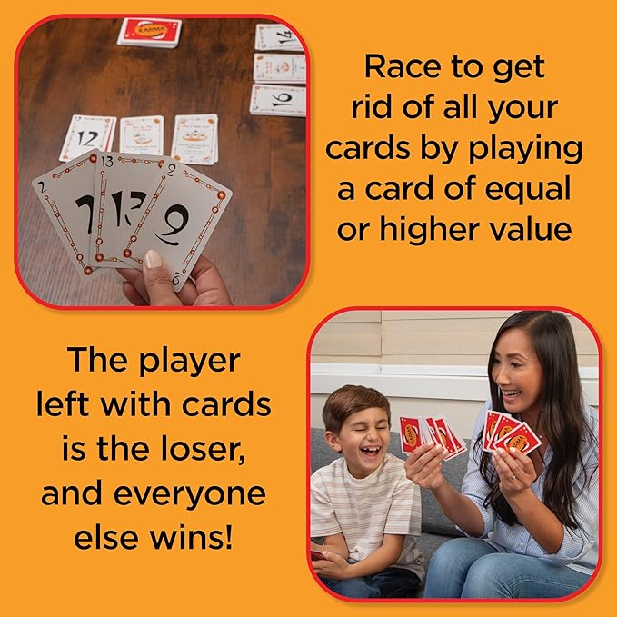Karma Card Games for Kids ??Card Games for Adults, Family Games Night, Card Games for Families, Multi-Player, Screen Free, Travel Games, Playing Cards, What Goes Around, Comes Around, Ages 8+
