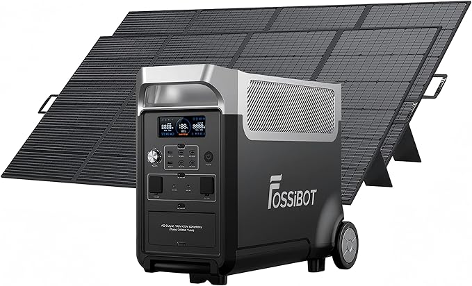 FOSSiBOT Solar Generator F3600 Pro with 2x420W Solar Panel, upgraded 3840Wh Portable Power Station,LiFePO4 Battery Solar Generator,1.8H Fast Charging 5x120V AC for Home, Camping, RV, Emergencies