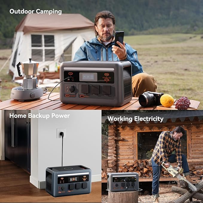 OSCAL Solar Generator with 400W Solar Panel PowerMax 1800 (2025 New), 1024Wh LiFePO4 Battery Generator with 3 AC Outlets (3200W Surge), 700W AC Charging, APP Control Power Station for Home Backup