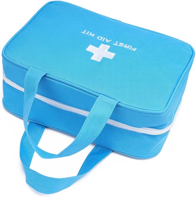 Compact Empty First Aid Kit Bag Emergency Trauma Medical Pouch Travel Medicine Organizer Bag for Home, Camping, Traveling, Car (Blue)