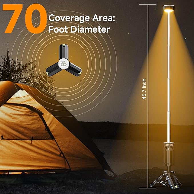 Rechargeable 21000mAh Camping Light, Telescopic Camping Lights, Collapsible Magnetic Camping Lantern with Stand IPX6 Waterproof Flashlights, Camping Lamp for Emergency, Hiking