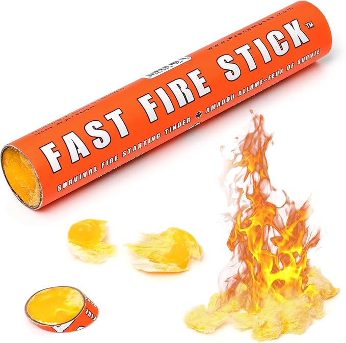 Procamptek Fast Fire Stick - Survival Fire Starting Tinder, New Fat Rope Stick Version, Best Firestarter for Emergency, Survival, Campfire, Bushcraft, and Hiking - Waterproof & Non-Toxic
