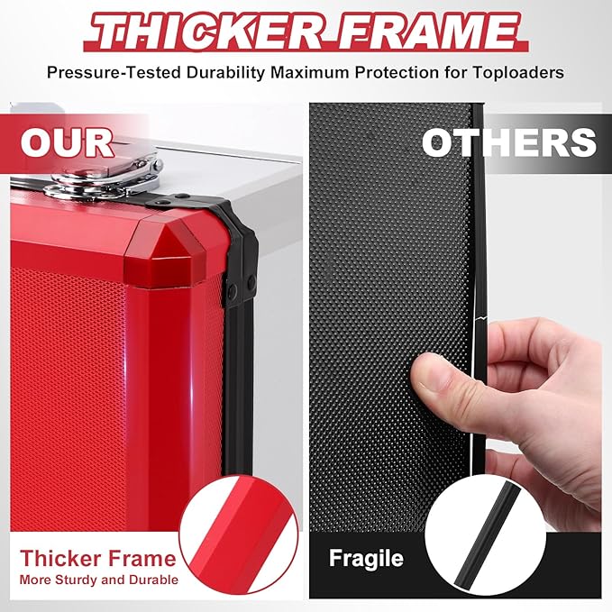 (2025 New Upgrade) Toploader Storage plus Box for 3" x 4" 35pt Rigid, Card Holders for Toploaders, Trading Cards & Sports Cards, Trading Card Case(Holds 600+ cards) (Red&White)