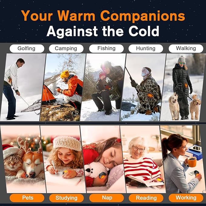 AI Hand Warmers Rechargeable 2 Pack, Portable Electric Rechargeable Hand Warmer, 20Hrs Long Heating Electric Hand Warmer, Gifts for Women, Men, Raynauds, Pain Relief,Camping,Golf,Outdoors,Indoor