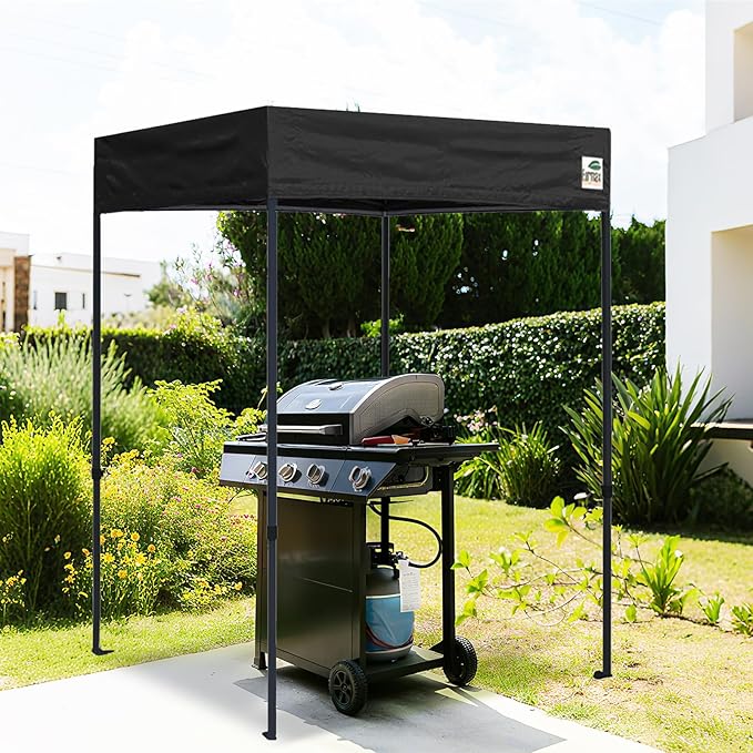 Eurmax USA 5'x5' Flat Top Pop-up Canopy Portable Photo Booth Tent for Events Wedding Photobooth for Professional Photos Photo Studio with Roller Bag,Bonus 4 SandBags (Black with Screen Window)