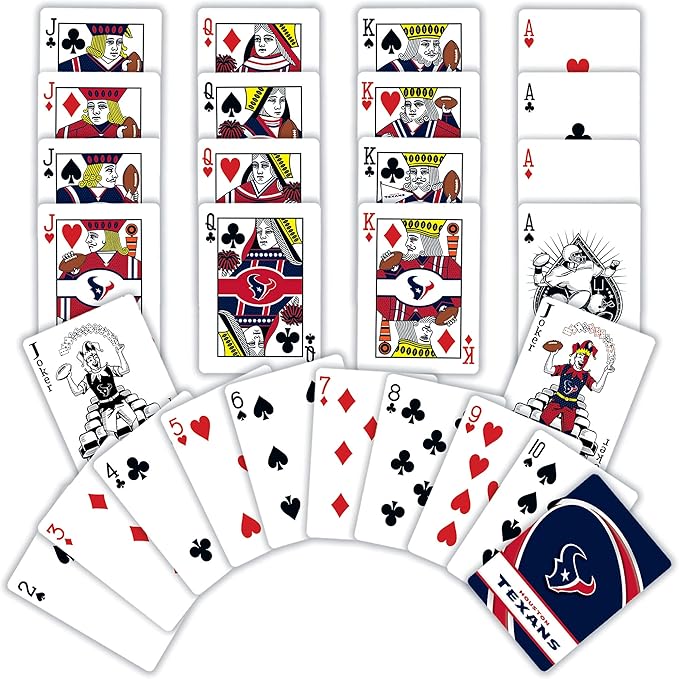 Masterpieces Officially Licensed NFL Houston Texans Playing Cards - 54 Card Deck for Adults