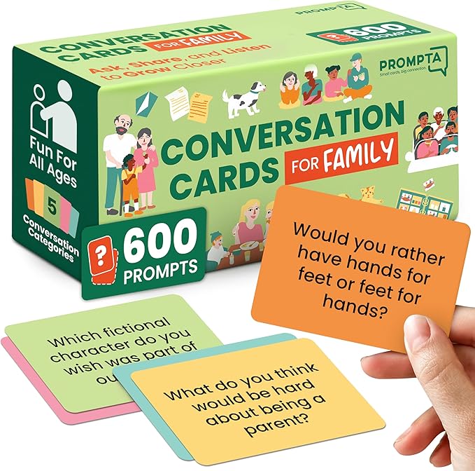 600 Conversation Cards for Families ??Fun Family Game for Kids and Adults During Game Night, Family Dinner, or Road Trips ??Five Get to Know You Question Categories on 2.5" x 1.75" Cards