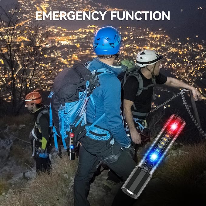VAVOFO LED Flashlight, Aluminum Body, Adjustable Beam, Purple LED EDC Flashlight - USB-C Rechargeable, Waterproof, Zoom Focus, 3 Modes, Red & Blue Emergency Strobe - Best for Outdoor, Tactical