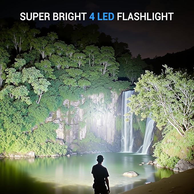 LED Flahlight High Lumens,2 Pack Rechargeable Metal Flashlights Waterproof, Super Bright Flash Light for Camping Hiking Outdoor Home Emergency, Camping Essentials Gear