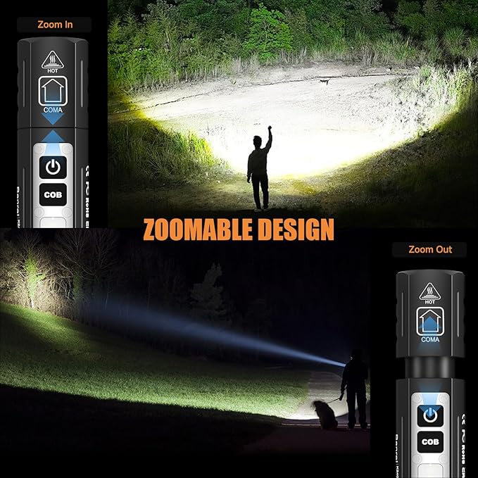 Rechargeable Tactical Flashlights High Lumens - Super Bright Small Powerful LED Magnetic USB C Flashlight, 8 Modes, Dual Button Waterproof Pocket Flash Light for Emergency, Car (1, Black)