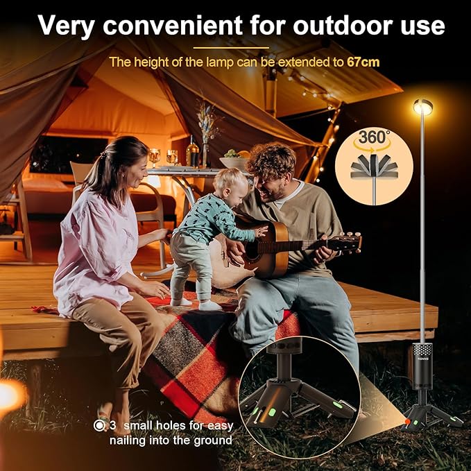 Camping Lights Rechargeable, Detachable Camping Lantern with Stand, Telescopic Waterproof Camp Lamp, Magnetic Work Hanging Light, LED Tent Flashlights for Emergency (Black)