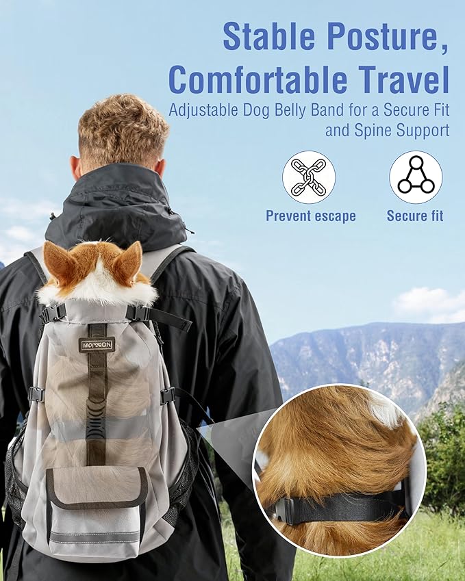 Dog Backpack for Small & Medium Dogs - Adjustable Pet Carrier for Travel & Hiking, Hands-Free Puppy Backpack with Storage Pockets, Breathable Mesh