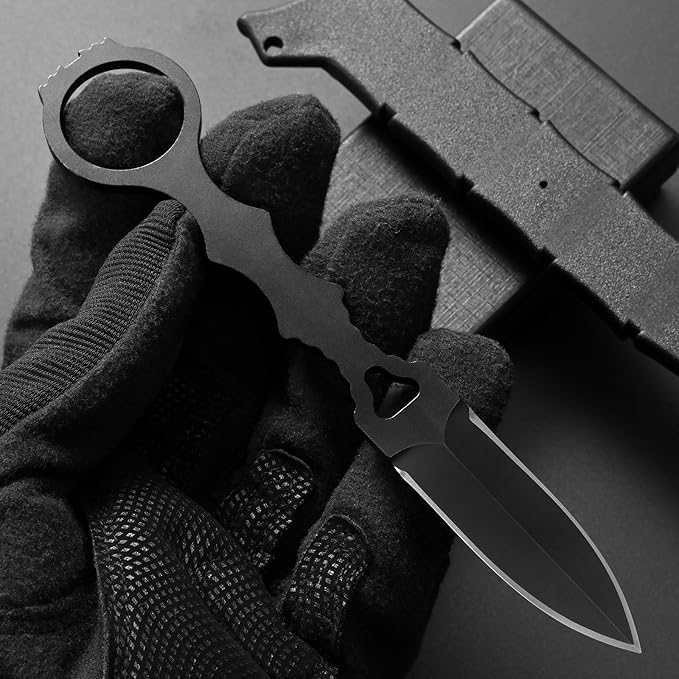 GTK397 Cool Fixed Knife D2 Steel Blade Stainless Steel Handle EDC Tool Knifes for Outdoor Camping Adventure Survival(B)